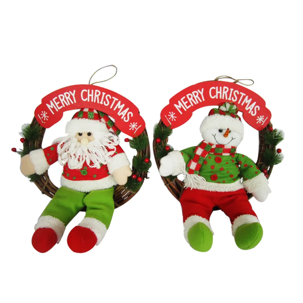 wholesale christmas garland xmas santa snowman wreath ornament christmas wreath decoration custom christmas decoration