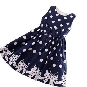 Kinder Kleidung Sommer 4-12 Jahre Kleine Mädchen Ärmellose Vintage Casual Baumwoll kleid Polka Dots Baby Girl Kleider