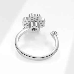 Anillo Abierto de Trébol de Cuatro Hojas al por Mayor de Fábrica, con Microincrustaciones de Zirconia, de Cobre, Giratorio, Joyería Antiestrés para Oficina para Mujer - Product Image 5