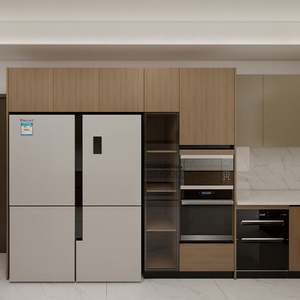 SANTOPOVA Scandinavian Modern Minimalist Kitchen <b>Cabinet</b> Set Handleless <b>Doors</b> for Apartment MDF - Product Image 2