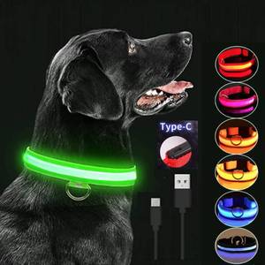 <span class=keywords><strong>Collar</strong></span> Electrónico LED para Perro, Ajustable, Recargable por USB C, <span class=keywords><strong>Collar</strong></span> Reflectante LED para Perro, Antipérdida Nocturna, Producto para Perros - Product Image 1