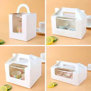 Caja de Pastel de Papel Kraft con Asa, Diseño Exquisito, Personalizada, Linda, Reciclable, de Alta Calidad <span class=keywords><strong>y</strong></span> Precio Económico al por Mayor - Product Image 3