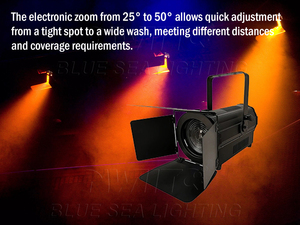 Luz Fresnel LED RGBW 4 en 1 <span class=keywords><strong>de</strong></span> Alta Gama <span class=keywords><strong>de</strong></span> 300W con Zoom Eléctrico para Teatro, Televisión y Eventos Itinerantes - Product Image 3