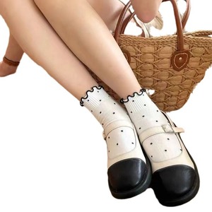 Women's Cotton Ankle <b>Socks</b> With Ruffles Polka Dot Design Breathable Summer Low Top <b>Socks</b> For Youth Casual Wear - Product Image 5