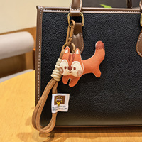 Porte-clés écureuil en peluche fait main, rembourré de coton, avec cordon en tissu, petit écureuil de dessin animé, accessoire de sac, cordon, porte-clés