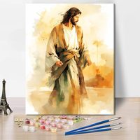 Kit de peinture par numéros en acrylique Croix de Jésus pour adultes, Peinture à l'huile religieuse personnalisée DIY sur toile Décoration murale