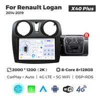 MEKEDE X40 8+128G Autoradio multimédia pour voiture, Car-play, audio 2000*1200, 4G WIFI DSP RDS AM FM GPS pour Renault Logan 2014-2019
