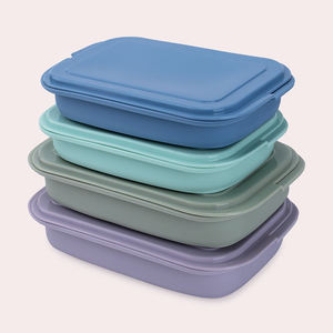 Wholesale Newest Portable Reusable Silicone Bento <b>Box</b> <b>Foldable</b> Lunch Container Microwaveable Preserves Food Collapsible Dishes - Product Image 6