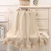 Couverture plissée et froissée en tricot, style japonais, polyester/coton, douce pour la peau, lavable en machine, légère, pour le voyage