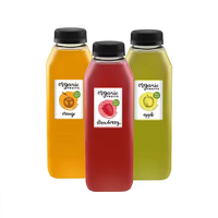Bouteille Carrée Transparente Écologique en Plastique PET pour Jus et Boissons, avec Couvercle, 100 ml, 250 ml, 300 ml, 350 ml, 400 ml, 500 ml