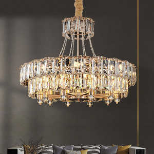 Lustres modernes en cristal K9 Éclairage de salle à manger LED de luxe avec décoration de plafond intérieur à hauteur réglable - Product Image 1