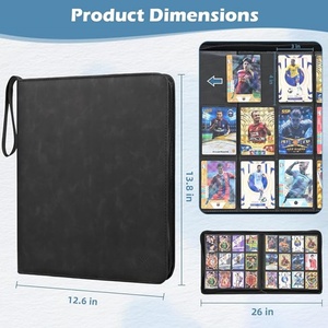 Carpeta de Cuero PU de Alta Calidad con 12 Bolsillos y 9 Ranuras para Tarjetas, Cierre Seguro, Personalizada en Negro para Almacenamiento de Tarjetas Coleccionables - Product Image 4