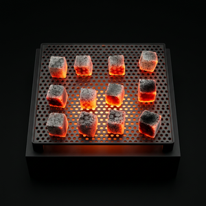 Notre charbon de coco, produit en Indonésie, conçu pour une allumage rapide, est disponible en briquettes cubiques. - Product Image 1