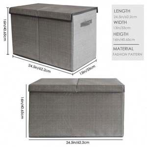 Coffre à jouets gris avec couvercle rabattable, organisateur de rangement pliable pour vêtements, panier de rangement pour jouets, boîte de rangement - Product Image 3