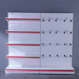 Estantería Metálica Personalizable para Supermercados, Estantería de Góndola Resistente para Tiendas de Comestibles, Respaldo Ajustable, Rápida Instalación - Product Image 1