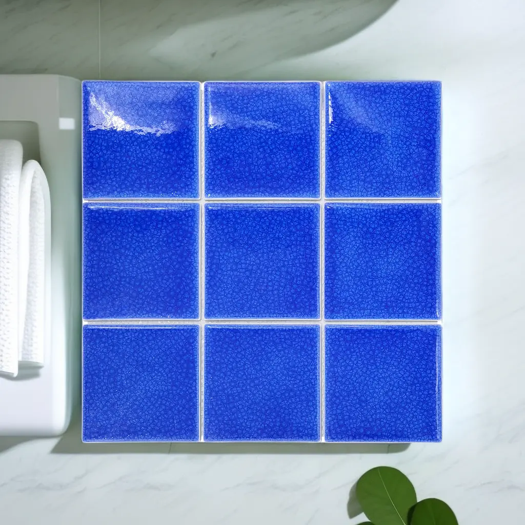 تصميم حصري صدع جليدي أزرق داكن على السطح من فسيفساء السيراميك المتقدمة