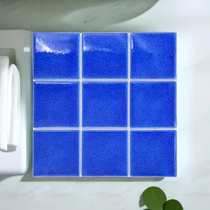 Exclusive design dark blue ice crack on the surface sense of advanced pool ceramic mosaic