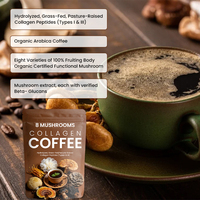 Collagène en poudre de café aux champignons biologiques, vitamine, marque privée OEM, café aux champignons au collagène
