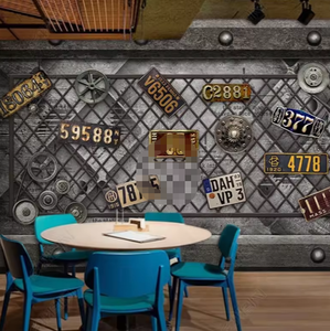 Papier peint décoratif <span class=keywords><strong>de</strong></span> fond <span class=keywords><strong>de</strong></span> <span class=keywords><strong>plaque</strong></span> d'immatriculation <span class=keywords><strong>de</strong></span> style industriel rétro - Product Image 4