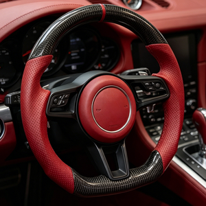 Volant personnalisé en fibre de carbone YOUTOO pour Porsche Cayenne 2008-2018, cuir perforé, remplacement sportif, non destructif - Product Image 2