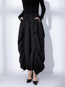 Moda Hip Hop Streetwear Sexy Casual deportes cordón bolsillo holgado pierna ancha Jogger pantalones Cargo Pantalones de mujer - Product Image 5