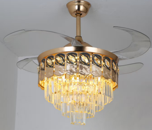 Moderne kristallen LED-plafondlamp met afstandsbediening en intrekbare ventilator voor de woonkamer - Product Image 6