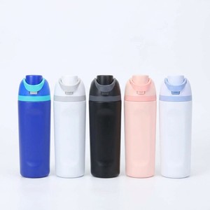 Bouteille d'eau isotherme personnalisée avec logo, 24 oz, en acier inoxydable, double paroi sous vide, gourde de sport avec couvercle rabattable et poignée à paille - Product Image 1