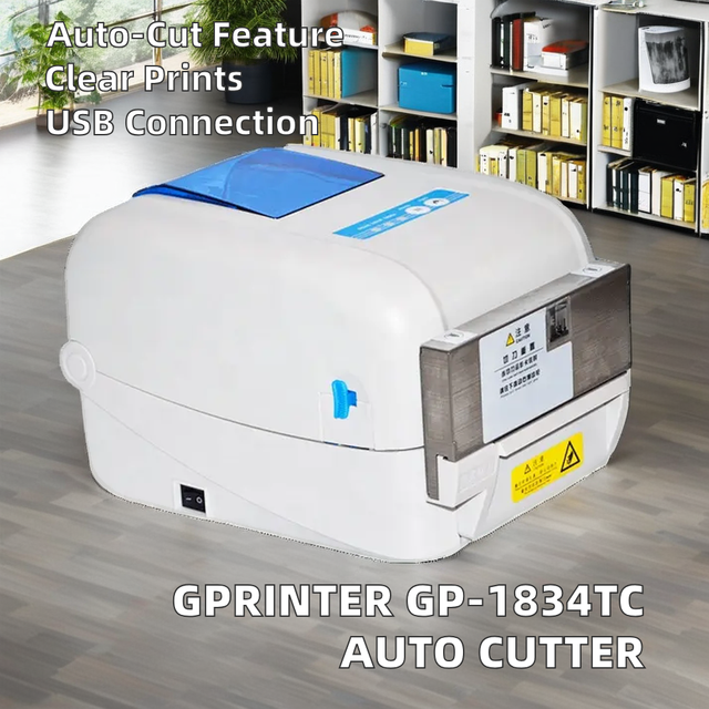 Gprinter GP-1834TC 4 Inch Thermal Transfer Printer with Auto Cutter 300dpi Barcode Clothing Label Stickers Wash Care Labels