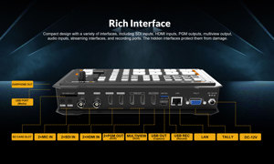 AVMATRIX SHARK S4 เครื่องผสมสัญญาณวิดีโอสด 4 ช่อง SDI HDMI พร้อม Chroma Key, RTMP, SRT Stream, บันทึกข้อมูล SD, USB, ฟังก์ชั่นมิกเซอร์เสียง และมัลติวิว - Product Image 3