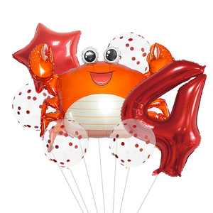 Nuevo <span class=keywords><strong>globo</strong></span> de película de aluminio semanal con número de cangrejos de dibujos animados para decoración de fondo de fiesta de cumpleaños - Product Image 5