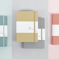 Carnet personnalisé non daté en cuir et tissu, reliure agrafée, emballage en boîte, journal à pois pour le bien-être, avec bande de fixation