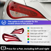 Luz Trasera Duradera con Carcasa de ABS Resistente a los Rayos UV para Mercedes Benz CLA W117 C117 2014-2019, Plug and Play, Acabado Cromado, Lente Roja