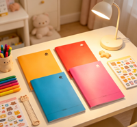 Cahier d'exercices scolaire personnalisable avec reliure à spirale, motif personnalisé et option de logo sur mesure