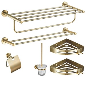 Ensemble de porte-serviettes de salle de bain Standard Pa, en acier inoxydable 304, matériel de rangement mural à double couche pour salles de bain d'hôtel - Product Image 3