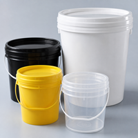 Seau en plastique PP industriel de 10 L à large ouverture avec couvercle et poignée métallique, couleur et logo personnalisés pour le stockage de produits chimiques industriels
