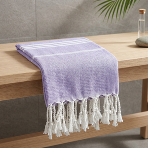 Serviette de plage et de bain ORCHID en coton tissé écologique à séchage rapide, avec franges rayées, rectangulaire, pour le sport - Product Image 1