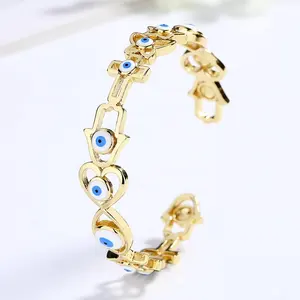 Симпатичные и смешные синие стрелки для глаз, модные ювелирные изделия, браслеты, позолоченный браслет для женщин