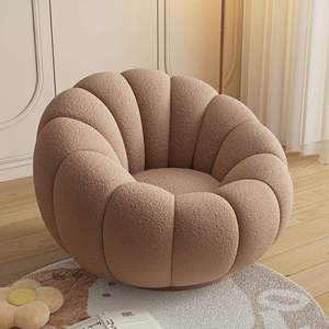 Sillón de Salón de Diseño Nórdico Moderno y Lujoso, Tapizado en Terciopelo, con Forma de Calabaza, Sillón Individual de Tela de Lana para el Hogar, Oficina, Dormitorio, Hotel - Product Image 1
