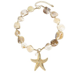 Nuova <span class=keywords><strong>Collana</strong></span> Ganyuan con Conchiglie <span class=keywords><strong>a</strong></span> Stella Marina e Perline, Trendy, in Lega, Stile Europa America, Rara, da Donna, <span class=keywords><strong>a</strong></span> Strati, con Catena Spessa Dorata - Product Image 5