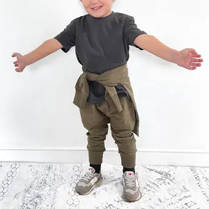 Kleinkind Baumwolle Elasthanschweige Freizeithosen Jungen Mädchen Leggins Mode Cargo Boden Kinderhosen