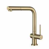 Mélangeur d'évier de cuisine au design moderne, or brossé plus robinet de cuisine en acier inoxydable 304 noir