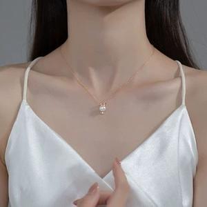 Collier pendentif en argent pur S925 avec perle, style rétro, chaîne de pull réglable avec ornement en argent cassé Y00173 - Product Image 2