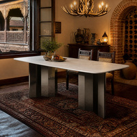 Ensemble de table à manger carrée en marbre blanc 6 places avec chaises pour la maison, la cuisine et la salle à manger