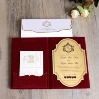 Invitaciones de Lujo con Estampado en Relieve, Folleto de Tapa Dura de Terciopelo, Tarjetas de Invitación de Boda Acrílicas con Impresión Personalizada