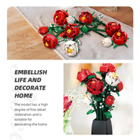 Bouquet de fleurs romantique en briques de construction, kit de Noël, simulation de rose rouge, cadeau de la Saint-Valentin, amies, plastique