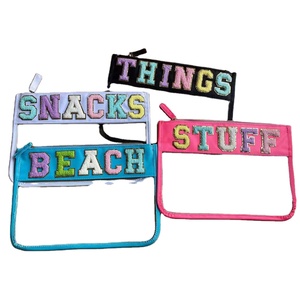 2022 Factory Wholesale Hot Sale Clear Purse Custom Chenille Letter Patches Cosmetic Bags
