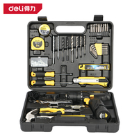 Perceuse à main Deli DL1038L, perceuse au lithium, tournevis électrique, boîte à outils, ensemble de 38 pièces