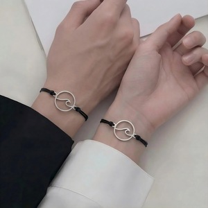<b>Couple</b> <b>Bracelet</b> Stainless Steel Hollow Wave Adjustable Inspirational Gift for Women Jewelry - Product Image 2