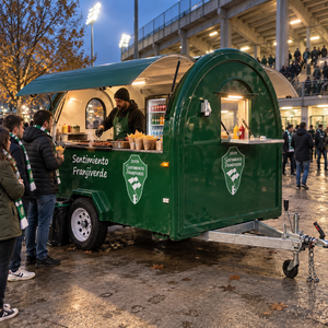 Remorque alimentaire compacte rétro personnalisée avec deux fenêtres de service, chariot de concession remorquable pour café et snacks, idéal pour les événements extérieurs - Product Image 4