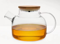 Théière de grande capacité, bouilloire à eau froide, verre à thé transparent, boîte à jus en verre borosilicate, boîte à fleurs CLASSIQUE en acier inoxydable rond